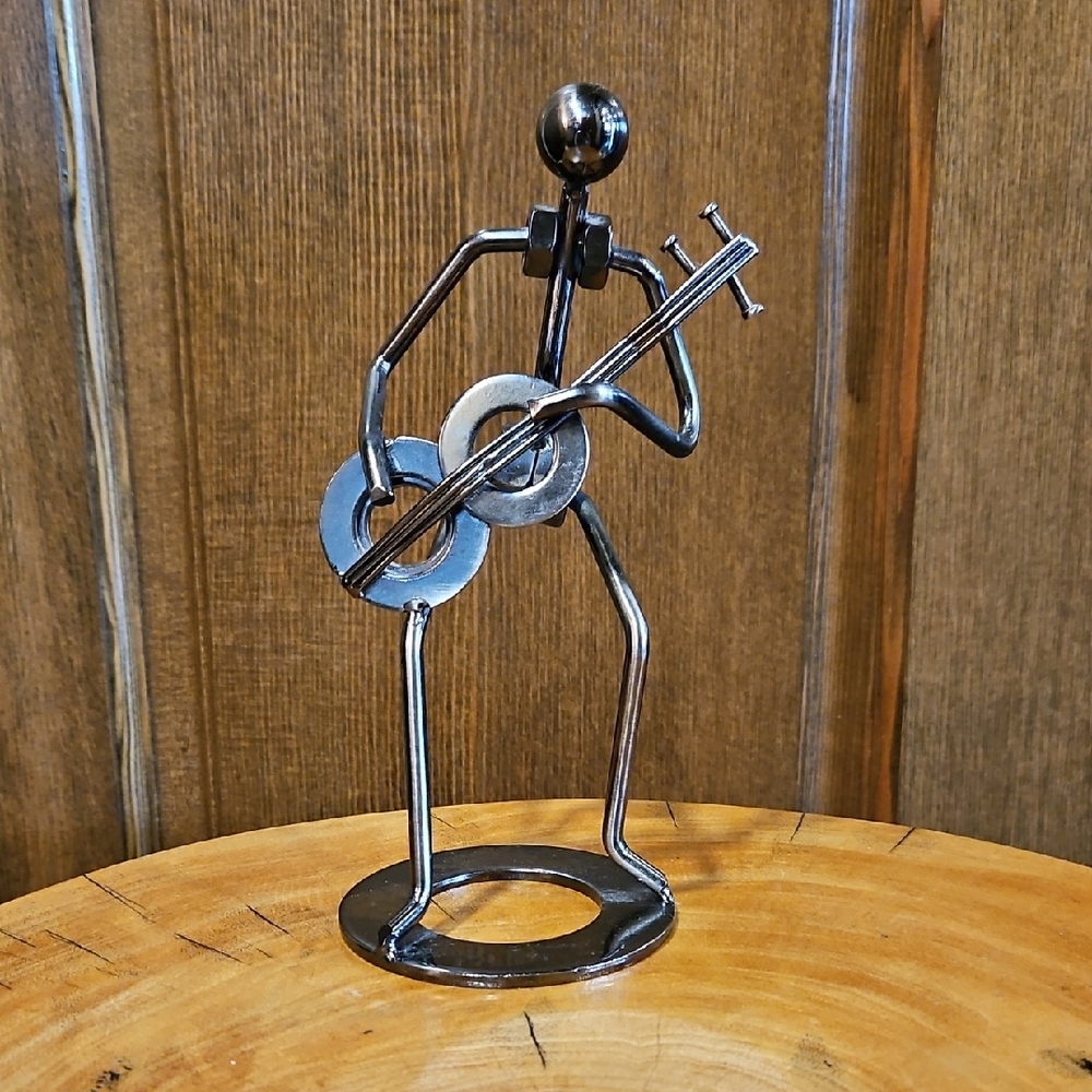 Guitarist Sculpture Metal Guitar Art Nuts & Bolts Figurine